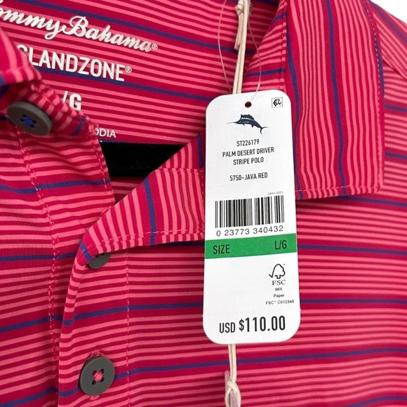 NWT Tommy Bahama Men's Palm Desert Driver Stripe IslandZone Polo Size Large - Picture 6 of 8
